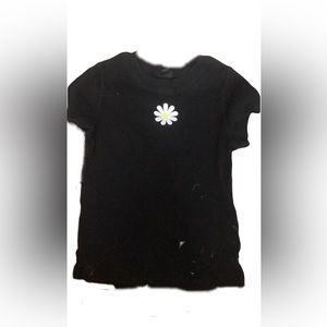 Girls black art class shirt with daisy